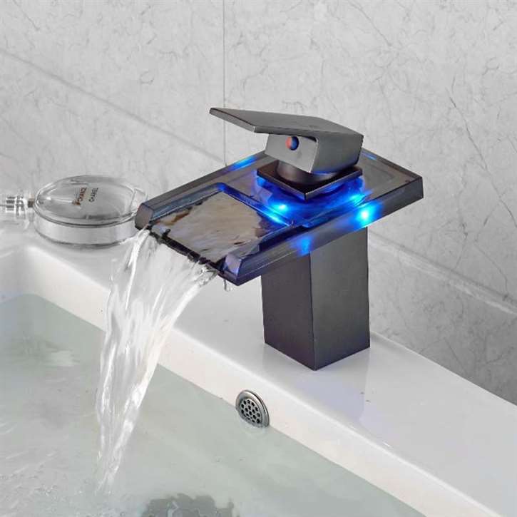 Oil rubbed bronze LED bathroom sink faucet