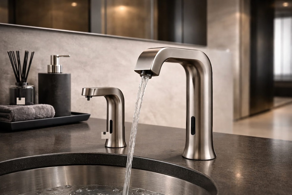 Commercial touchless faucet installation