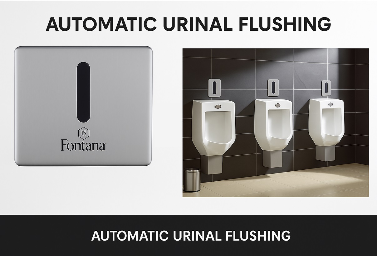 Airport commercial restroom phased retrofit of recessed urinal auto flush systems