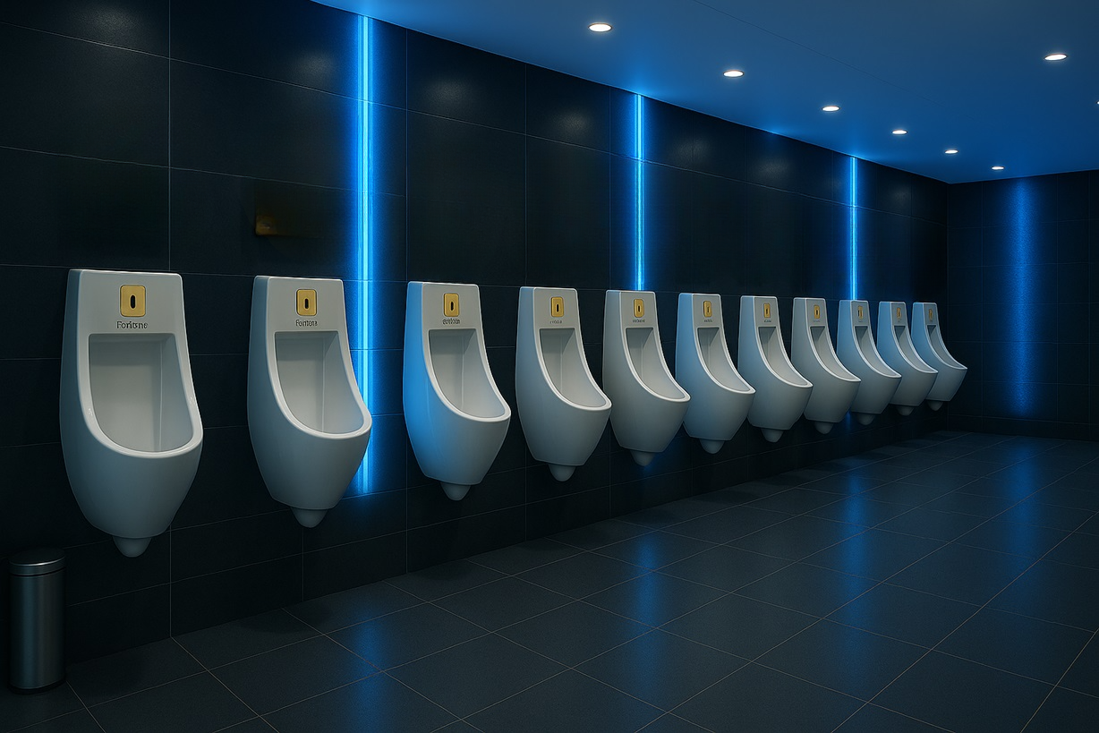 Airport commercial restroom hardwired infrared urinal auto flush system installation