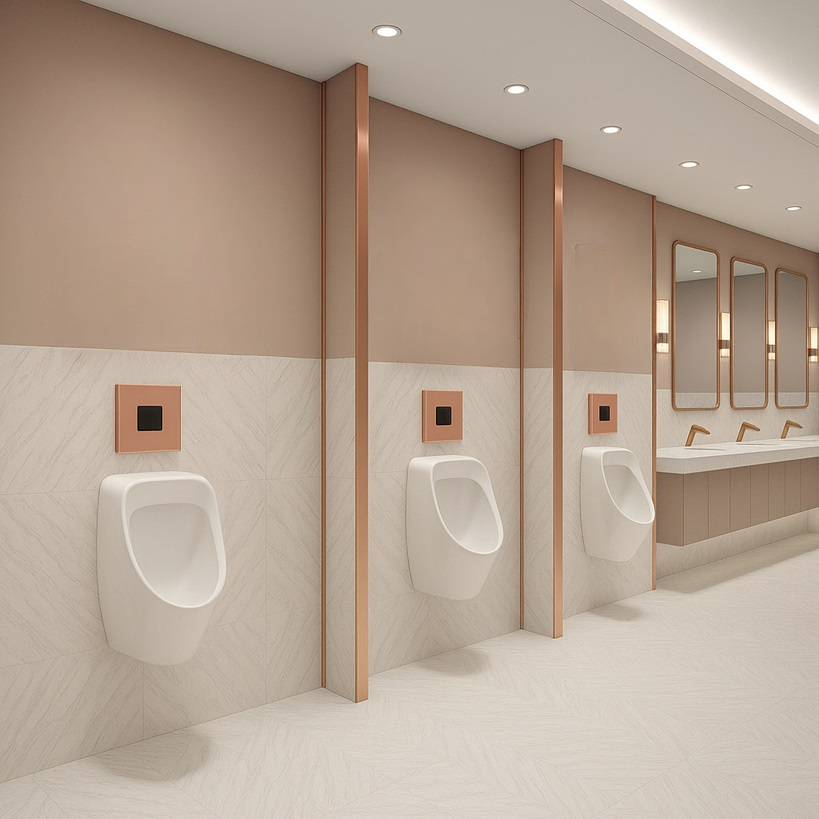 Public restroom infrared automatic urinal flush valve system reducing water waste