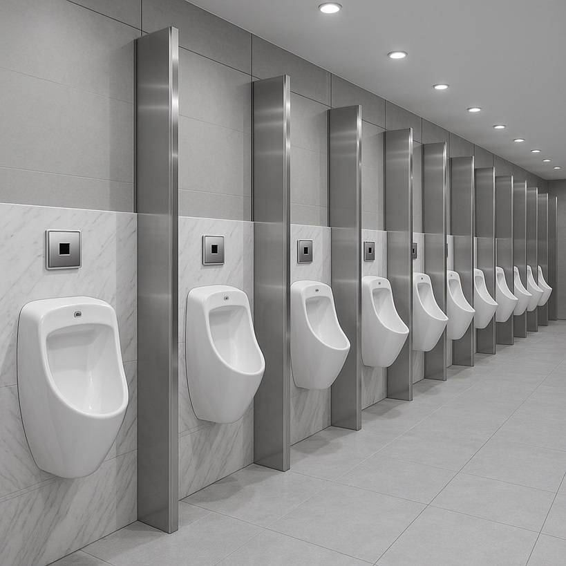 Airport restroom heavy-duty automatic urinal flush valve system optimized for reduced downtime