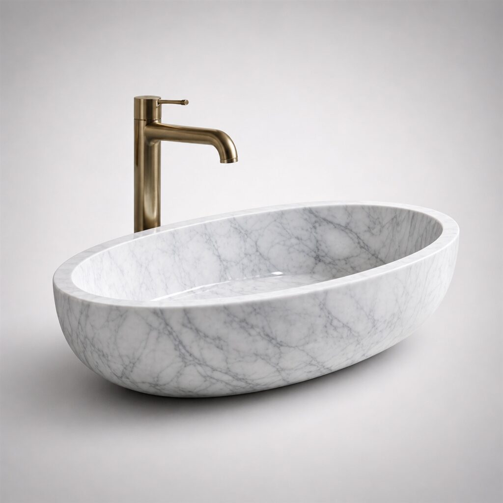 BathSelect brushed brass faucet with bowl alternate view
