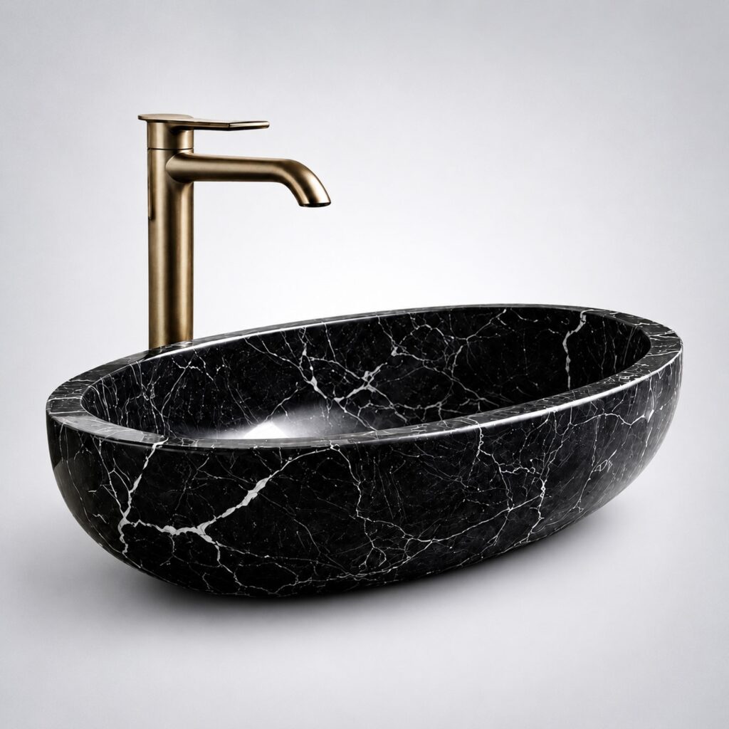 BathSelect brushed brass faucet with bowl alternate view for high-end vanity