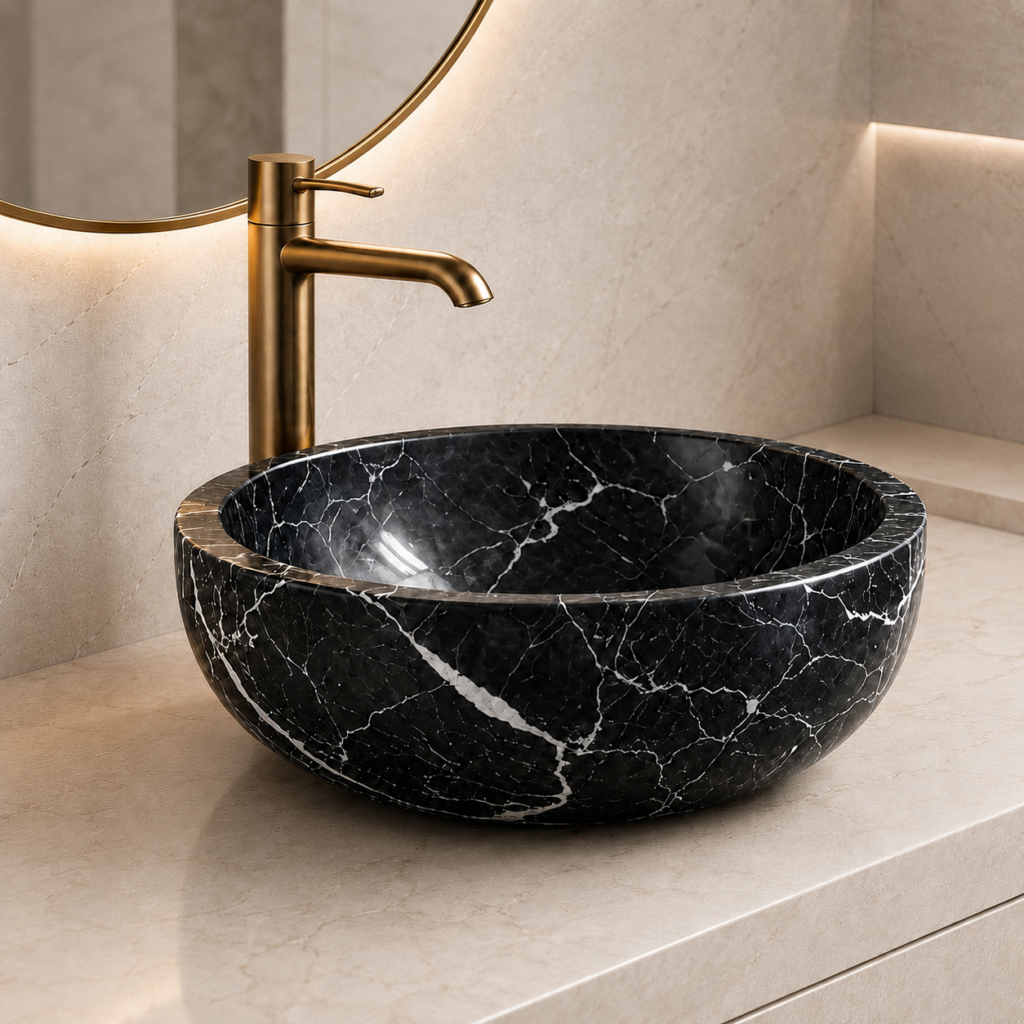 BathSelect brushed brass faucet with bowl for designer restroom