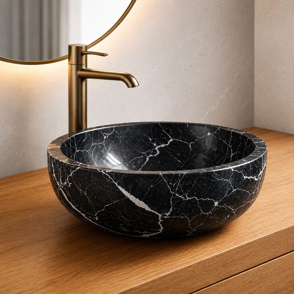 BathSelect brushed brass faucet with bowl alternate view for designer restroom
