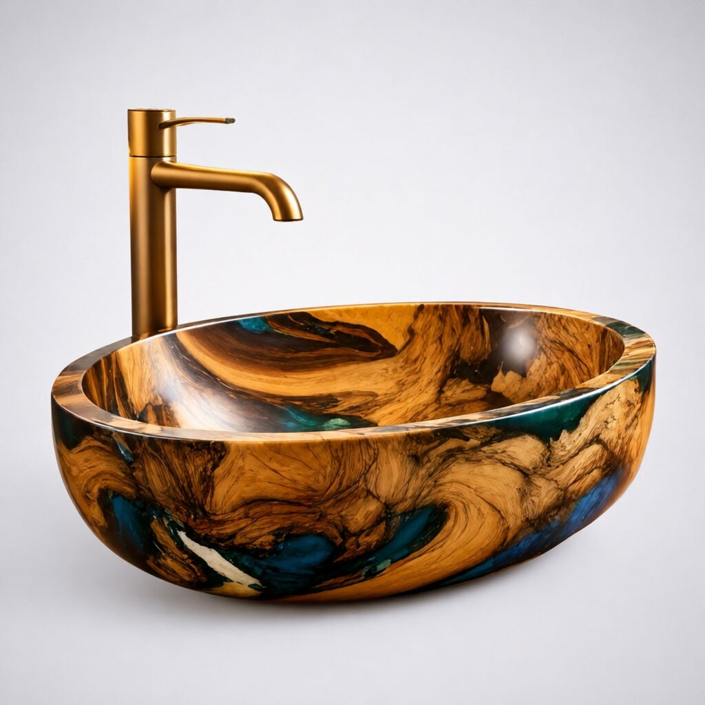 BathSelect brushed gold faucet with bowl alternate view