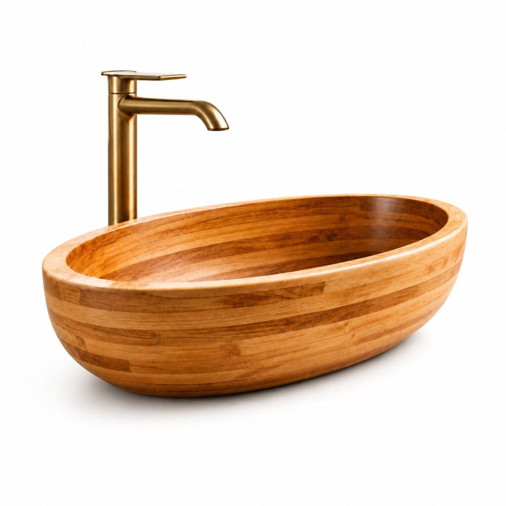 BathSelect brushed gold faucet with bowl alternate view for designer vanity