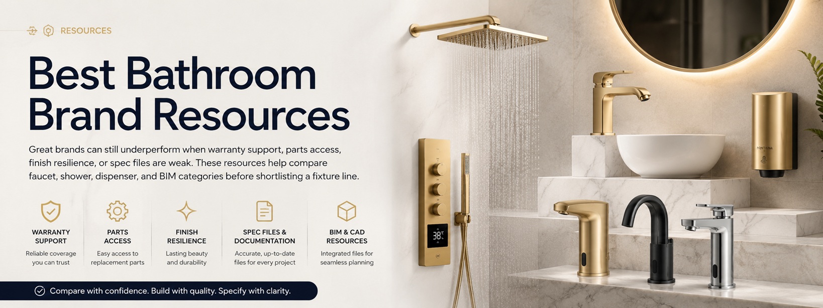 Best Bathroom Brand Resources - Compare faucets, showers, dispensers, and BIM files