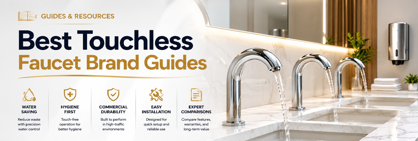 Best Touchless Faucet Brand Guides - Water saving, hygiene first, commercial durability, easy installation, expert comparisons
