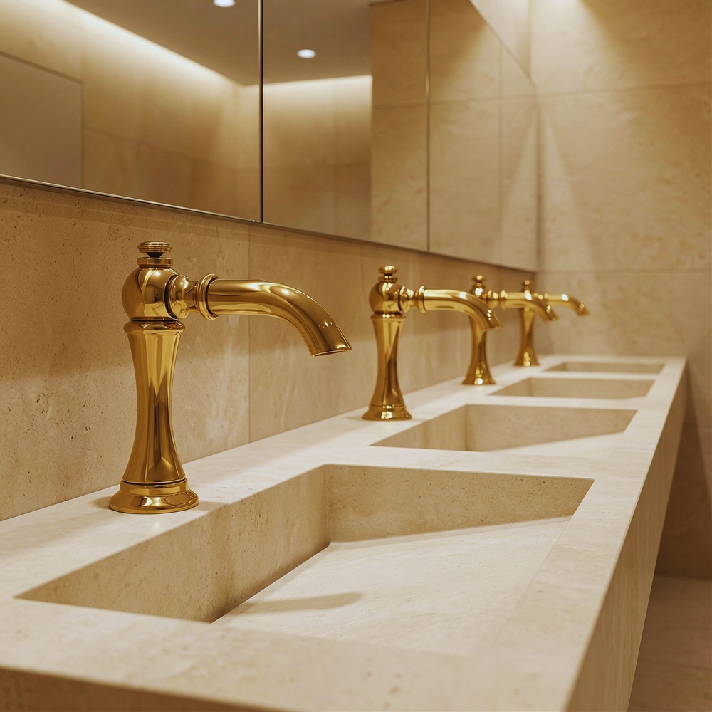 Fontana Vessel Sink and Gold Thermostatic Touchless Motion Sensor Faucet Combo - DSFD0008