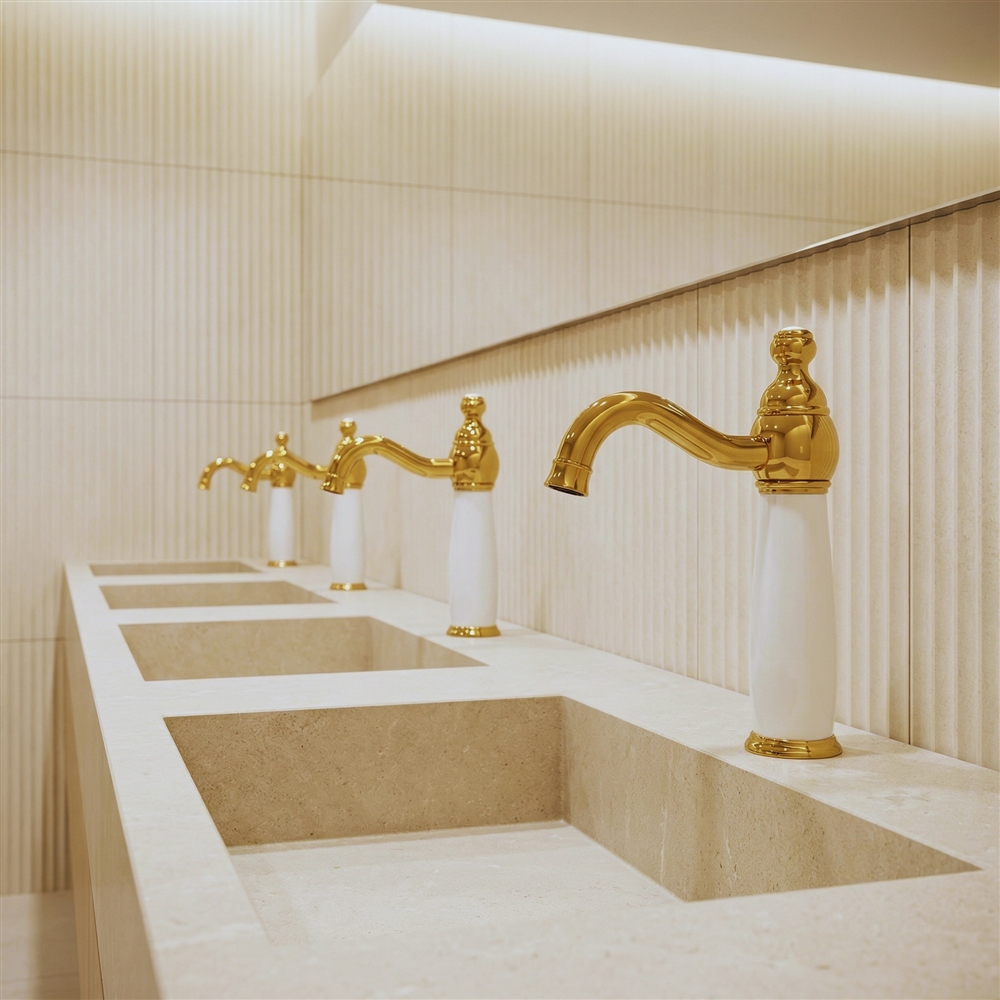 Fontana Vessel Sink and Gold Touchless Motion Sensor Faucet Combo - DSFD0012GW
