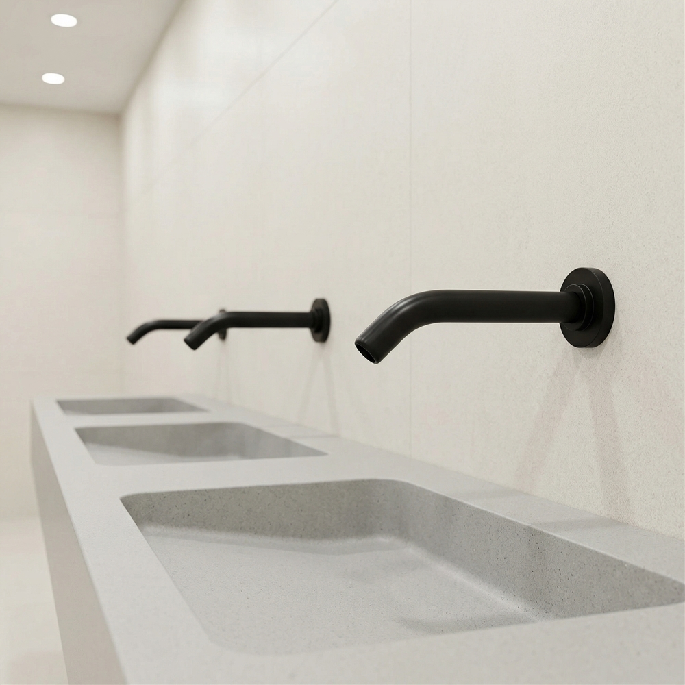Fontana Vessel Sink and Black Wall-Mounted Touchless Faucet Combo - DSFD0023B