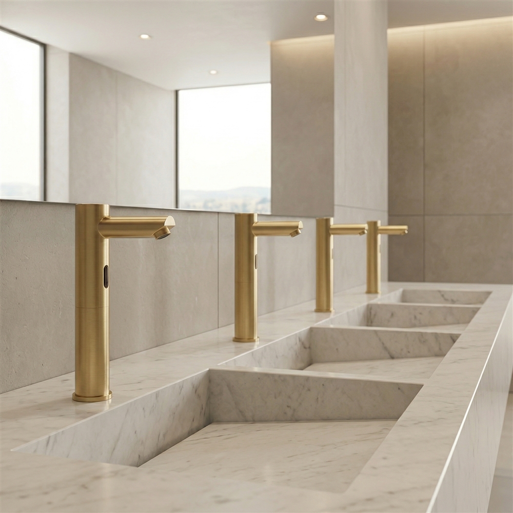Fontana brushed gold touchless commercial faucet