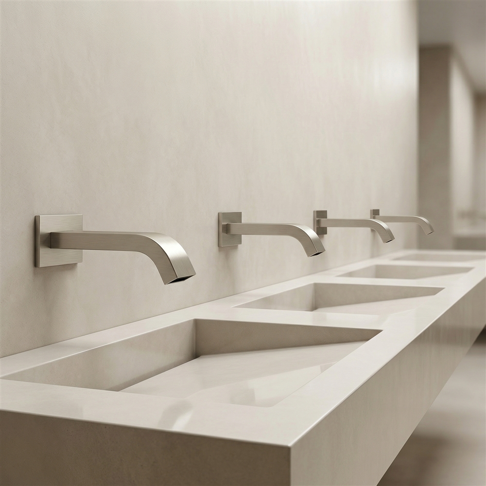 Fontana Vessel Sink and Brushed Nickel Wall Touchless Motion Sensor Faucet - DSFD0023BN