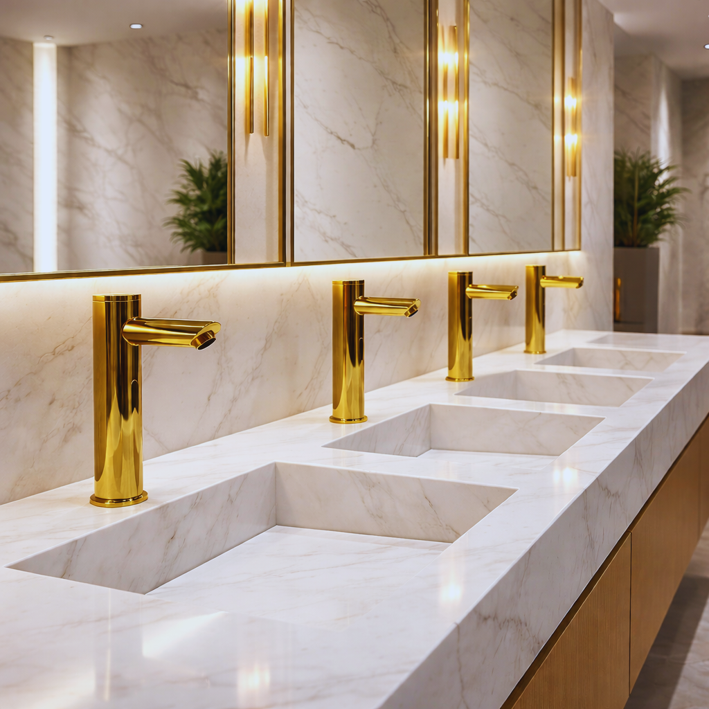 Fontana Vessel Sink and Gold Tall Touchless Motion Sensor Faucet - DSFD0023GL