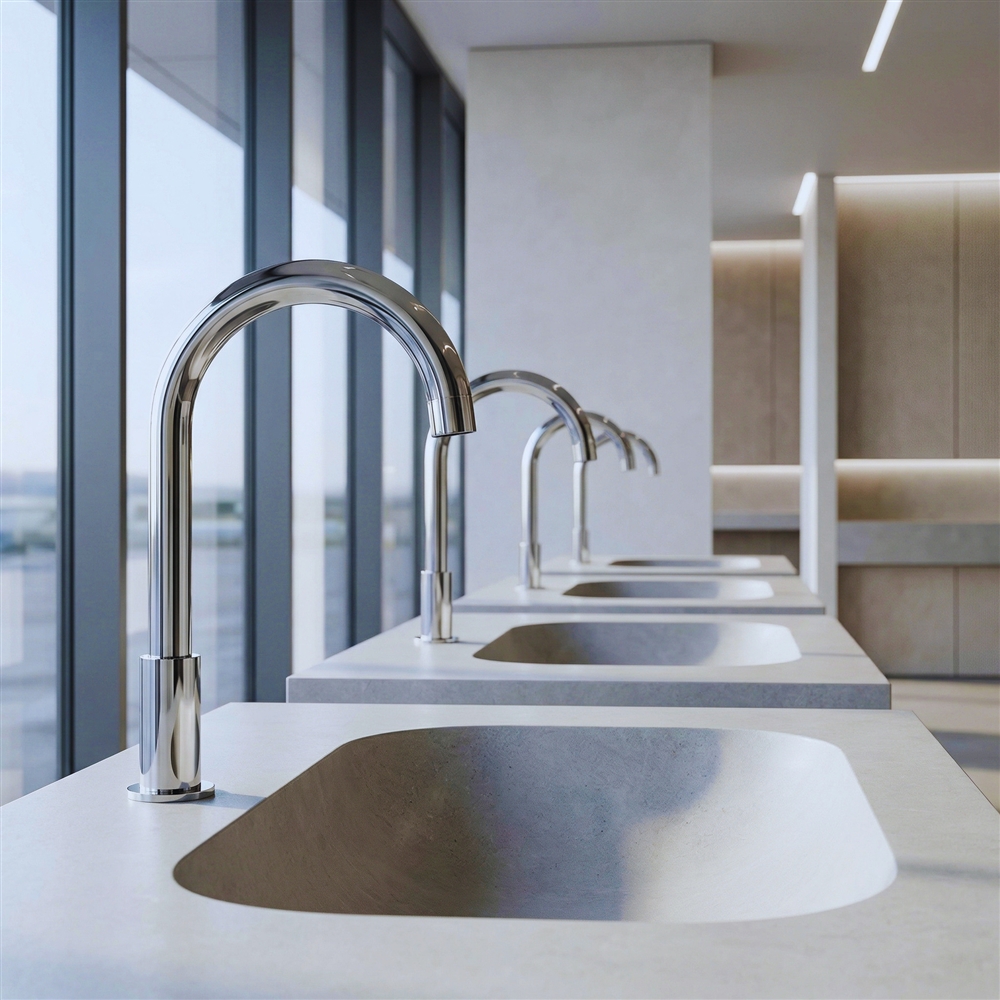 Fontana brushed gold touchless commercial faucet