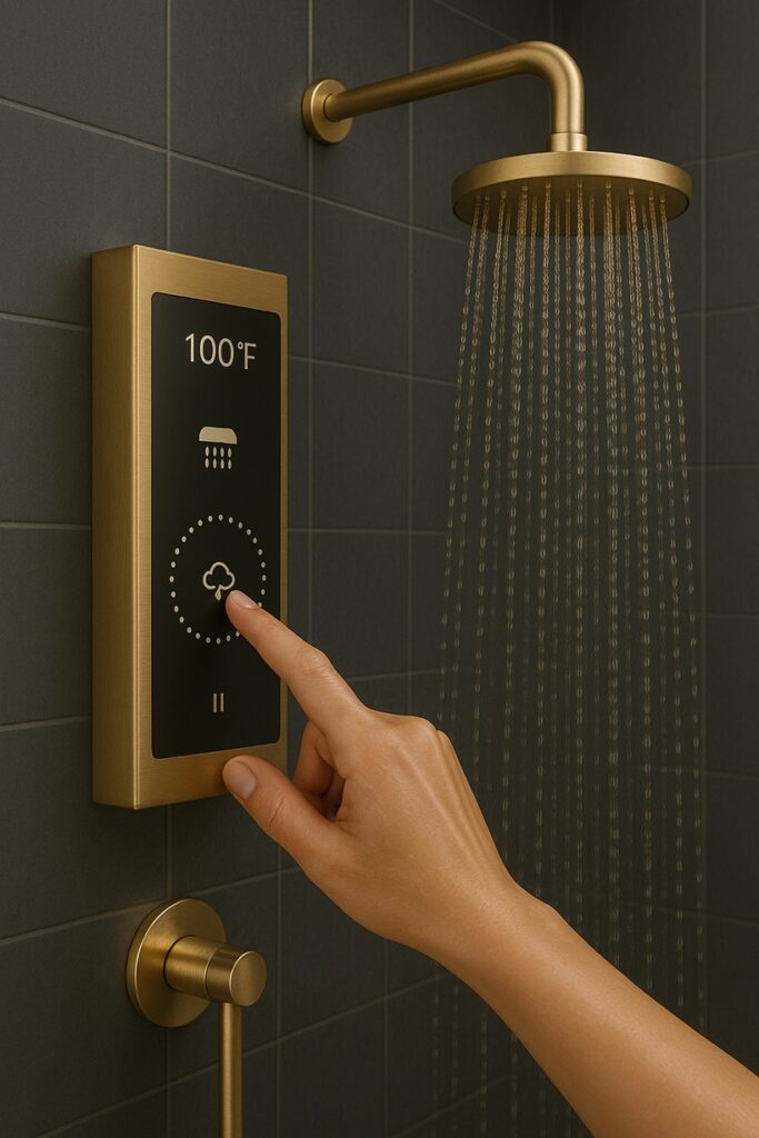 Luxury brushed gold designer shower system
