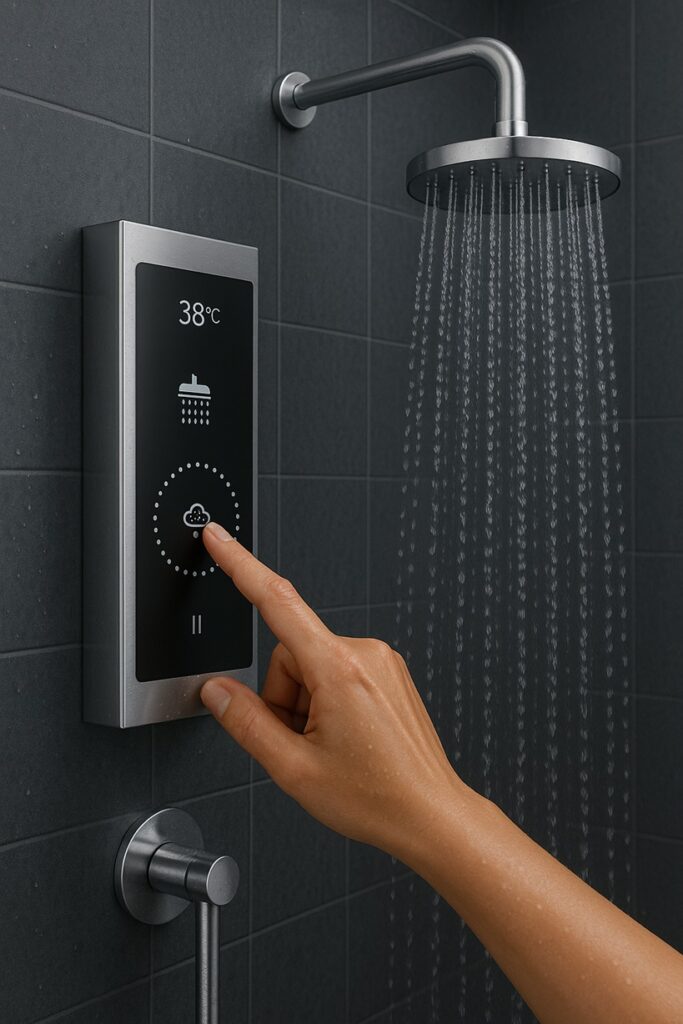 Luxury brushed nickel thermostatic designer shower system