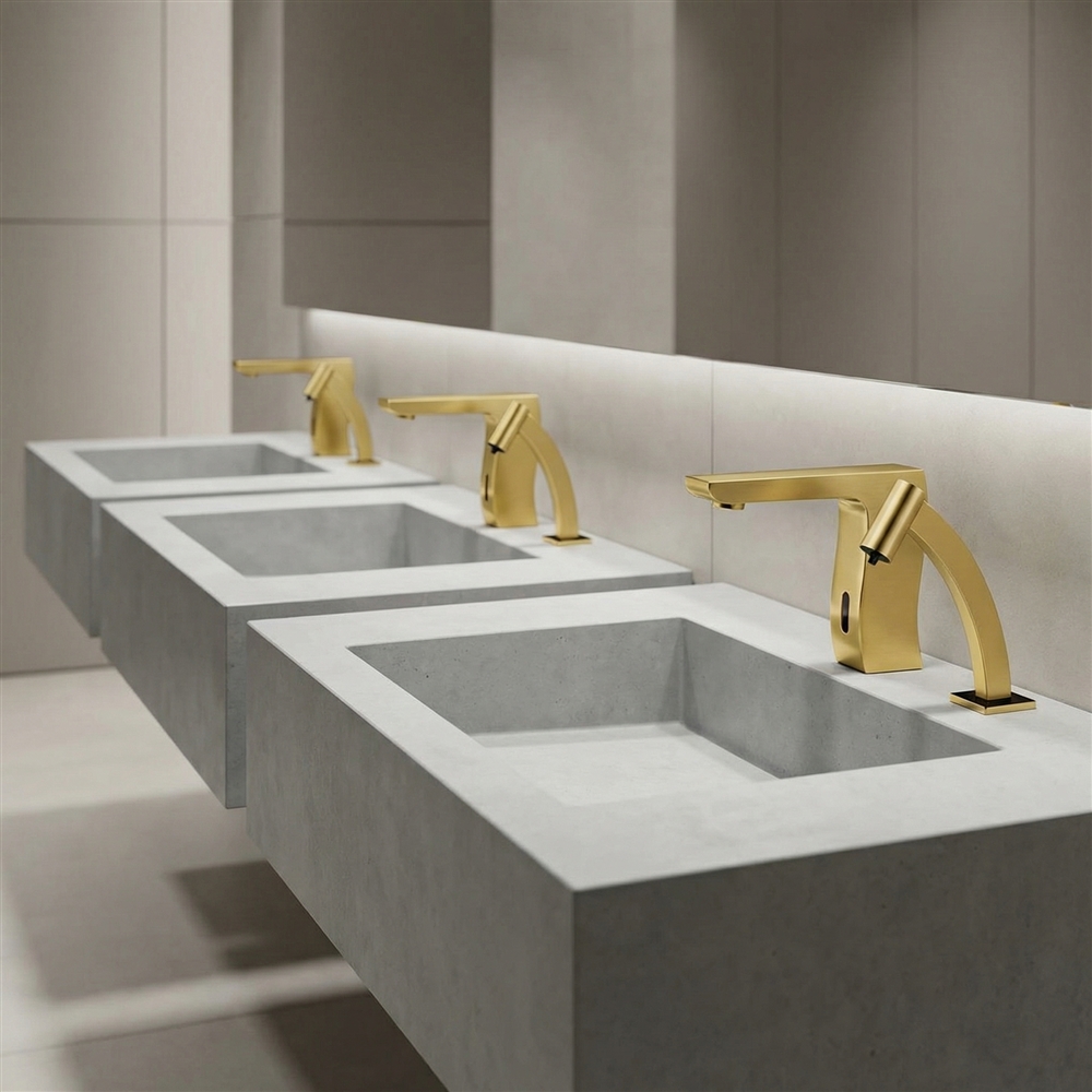 Fontana Chatou Gold Tone Commercial Motion Sensor Faucet & Automatic Liquid Soap Dispenser - FS18263G