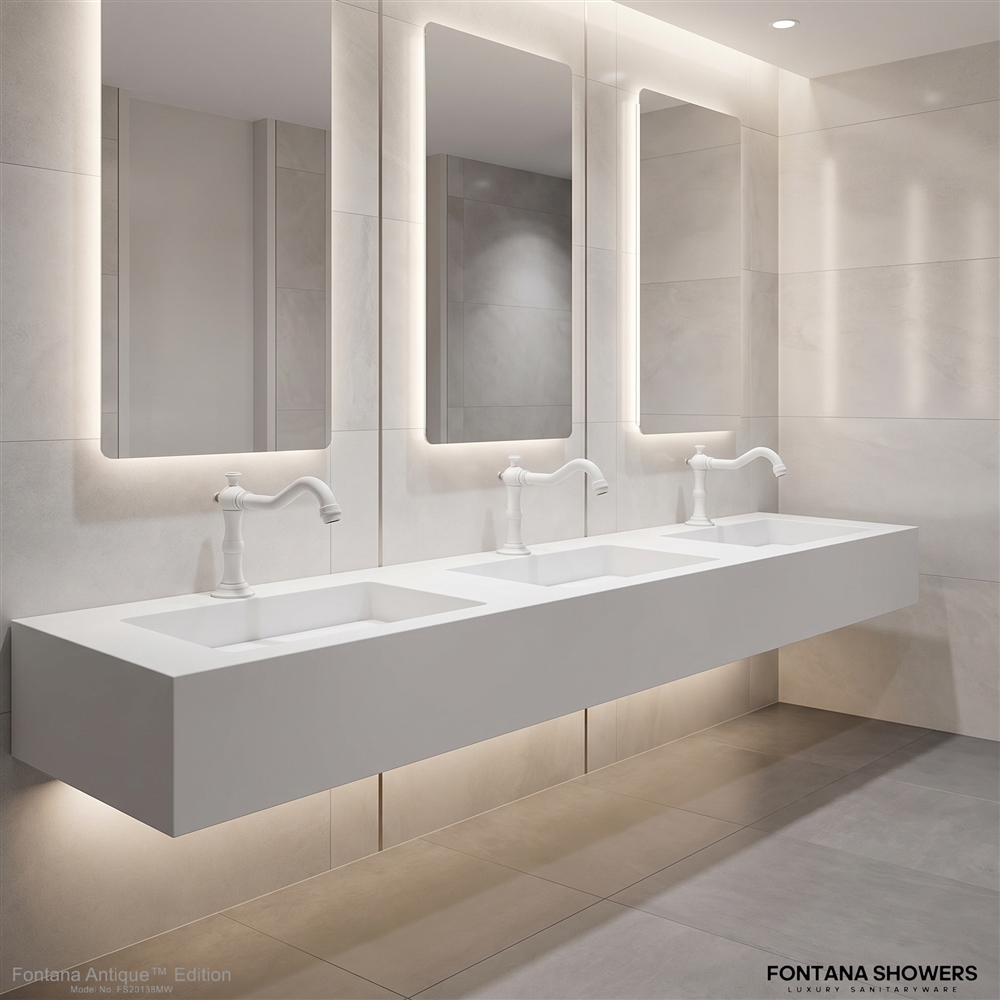 Fontana matte white touchless commercial faucet