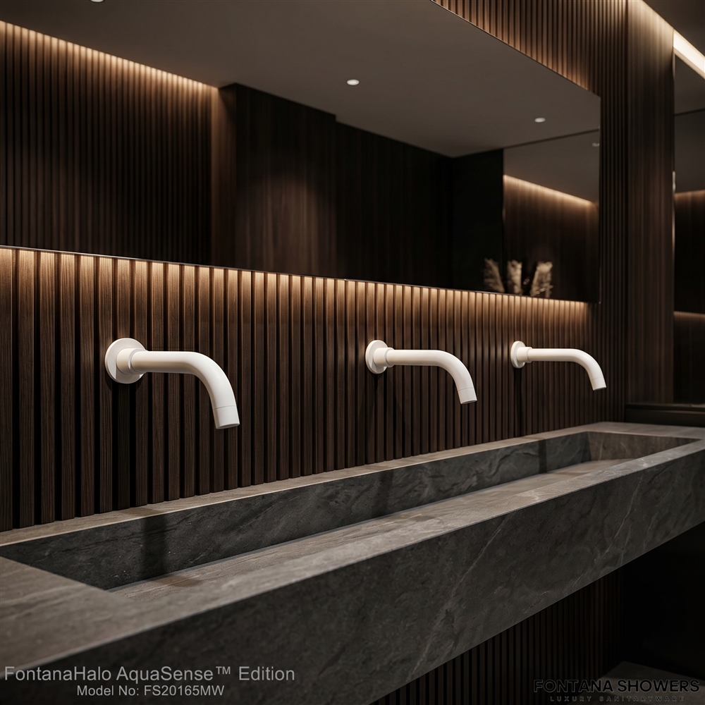 Fontana matte white touchless commercial faucet