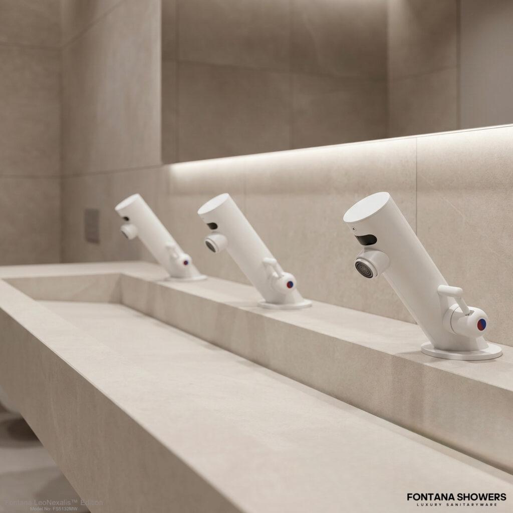 Fontana matte white touchless commercial faucet