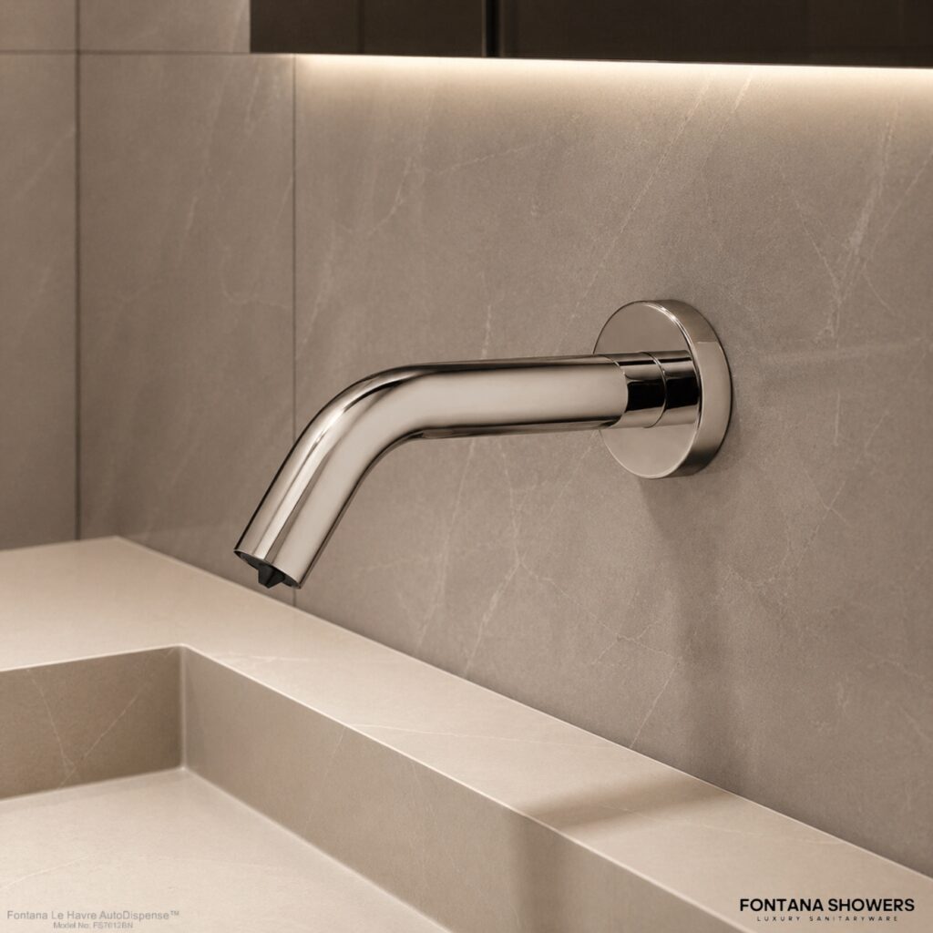 Fontana brushed nickel automatic soap dispenser side view
