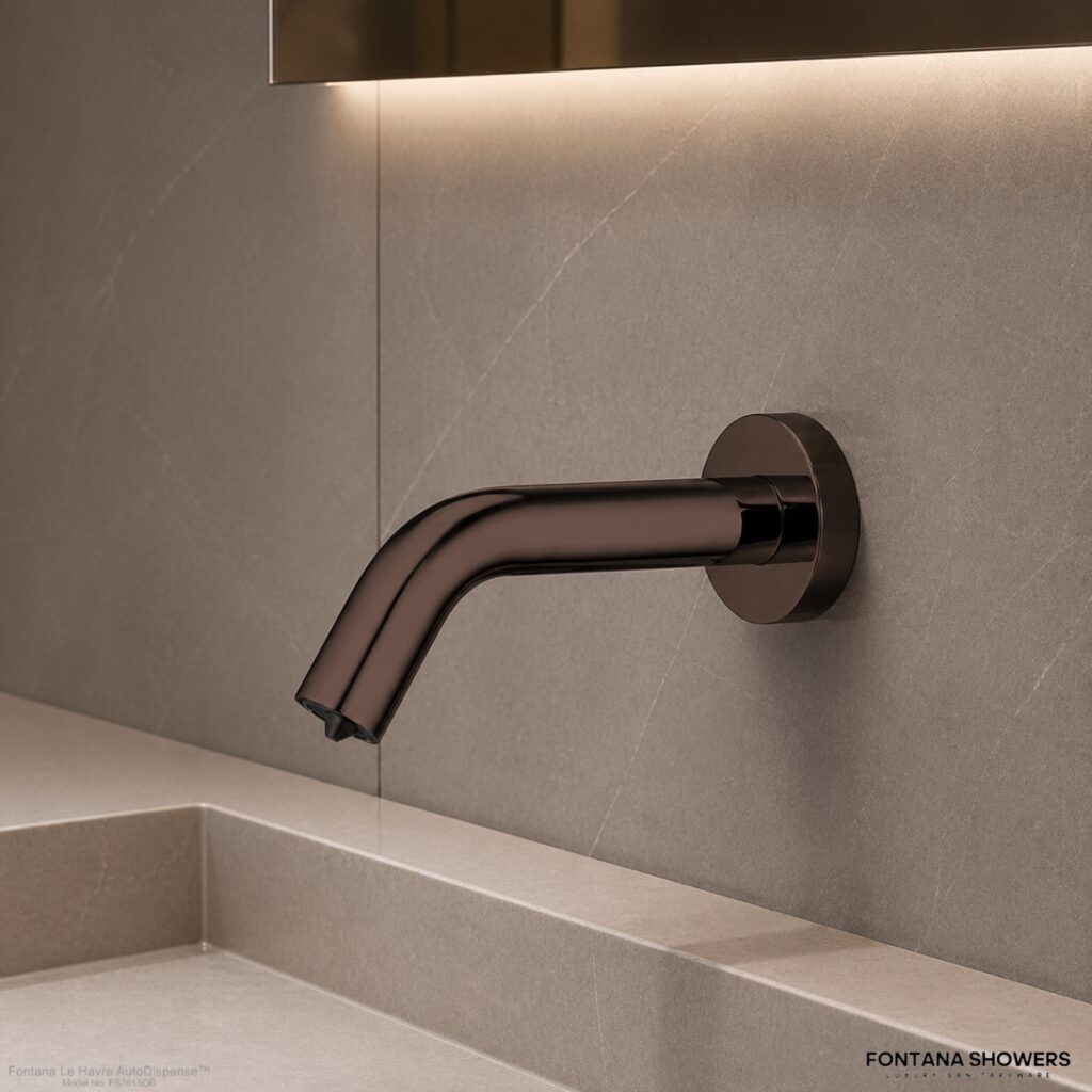 Fontana oil rubbed bronze automatic soap dispenser side view