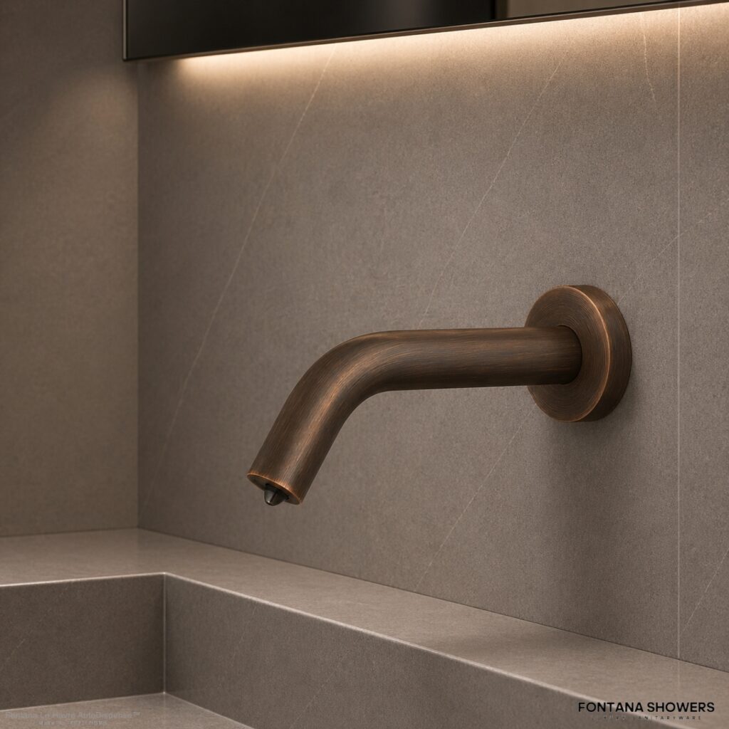 Fontana light oil rubbed bronze automatic soap dispenser side view