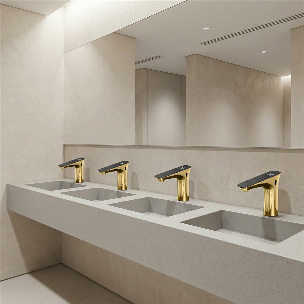 Fontana brushed gold touchless commercial faucet