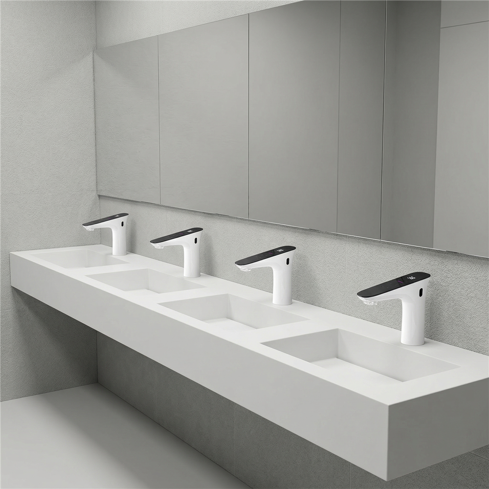Fontana matte white touchless commercial faucet