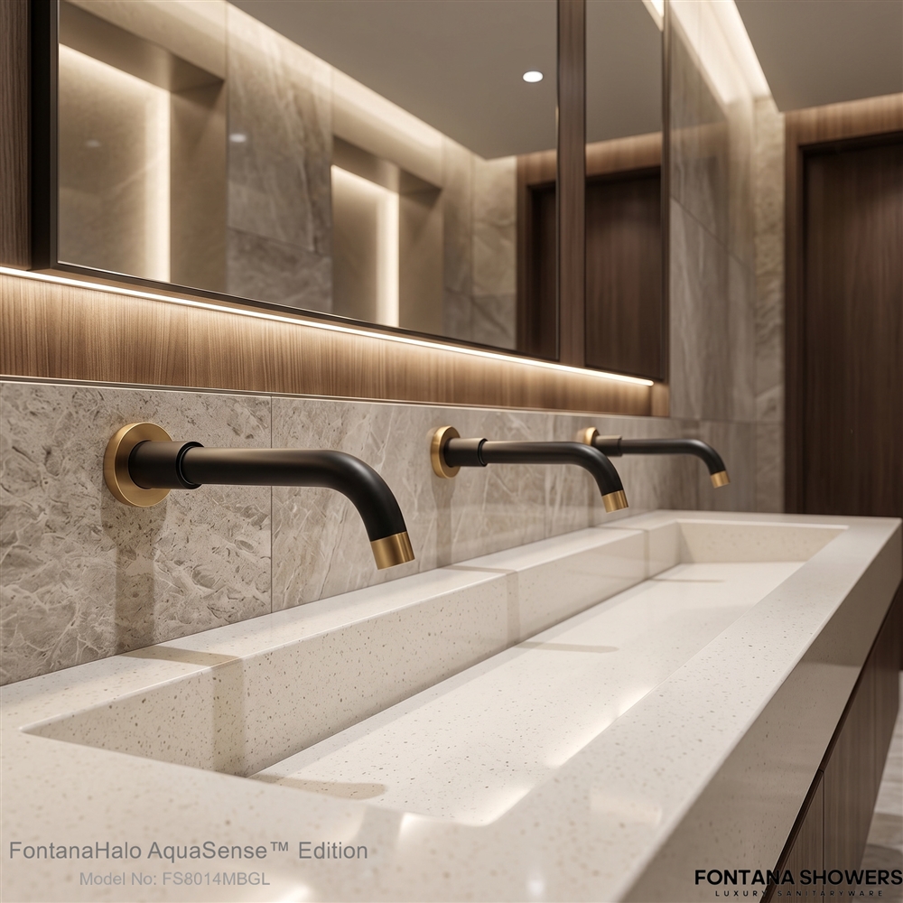 Fontana brushed gold touchless commercial faucet