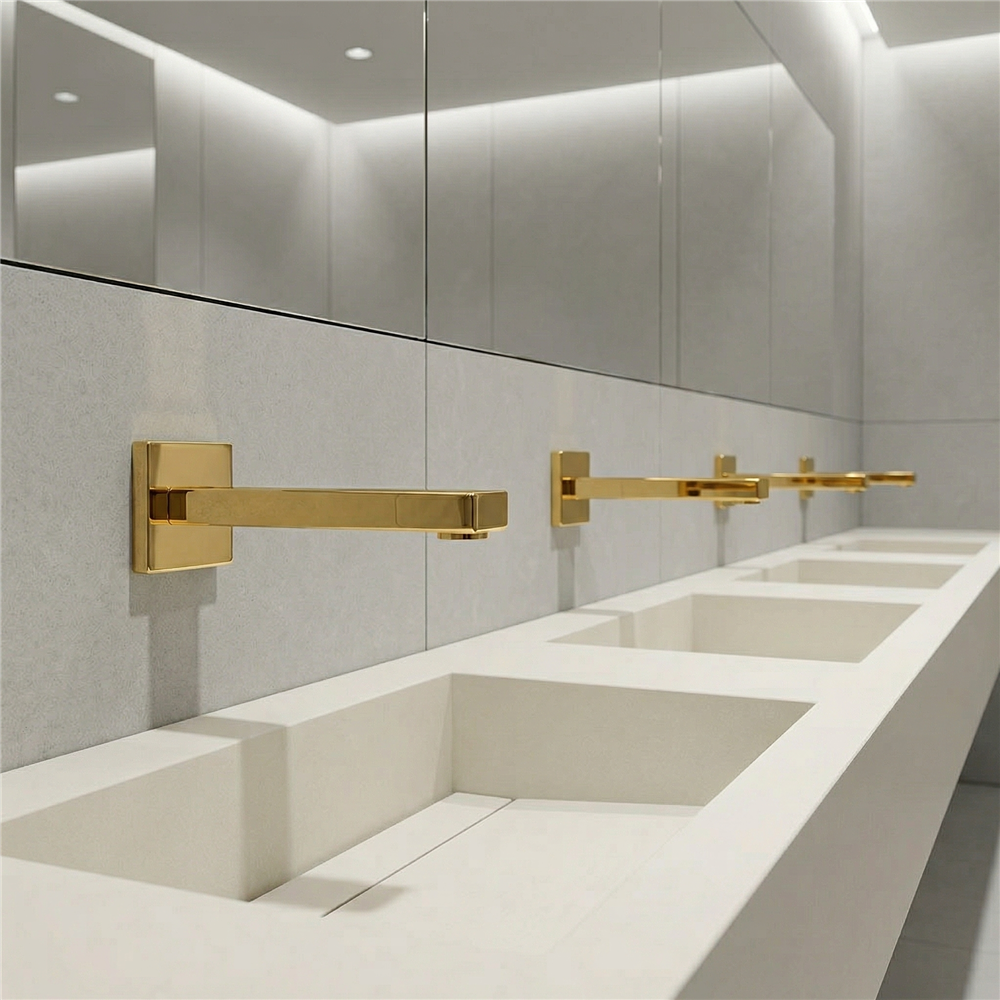 Fontana brushed gold touchless commercial faucet