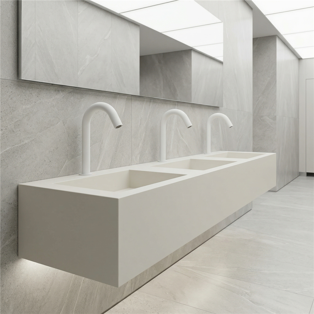 Fontana matte white touchless commercial faucet