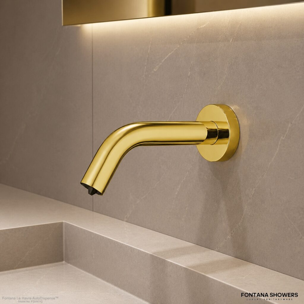 Fontana gold automatic soap dispenser side view