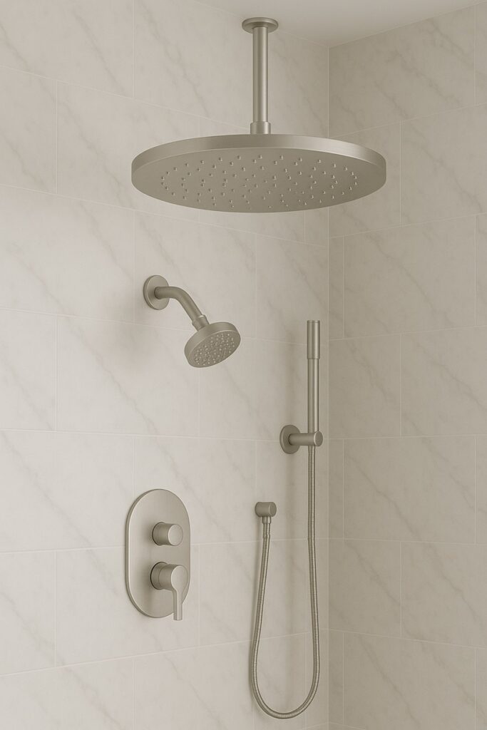 Contemporary thermostatic luxury shower system for modern spa bathroom
