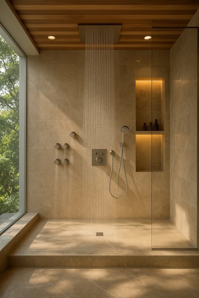 Modern thermostatic spa shower system with premium finish