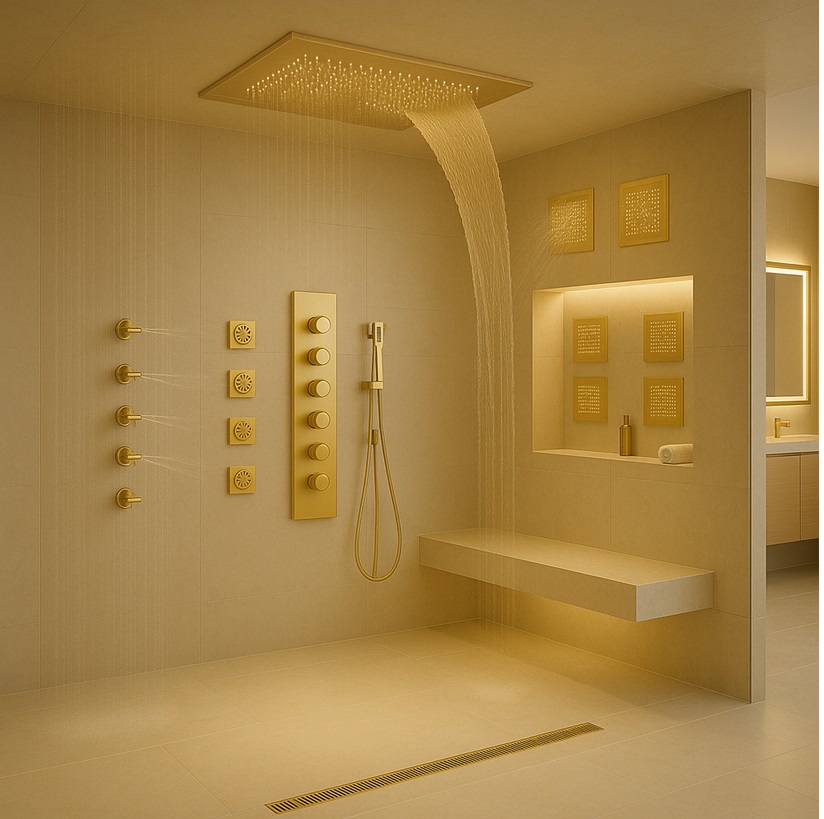 Contemporary luxury rainfall shower system by FontanaShowers