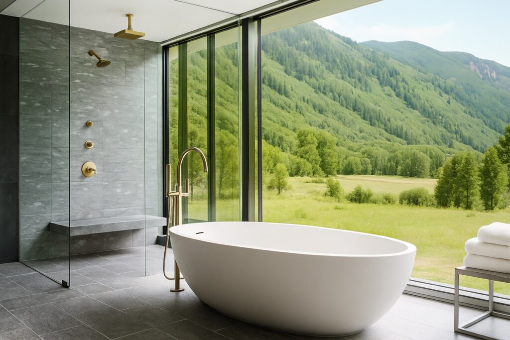Luxury rainfall shower system for contemporary spa bathrooms