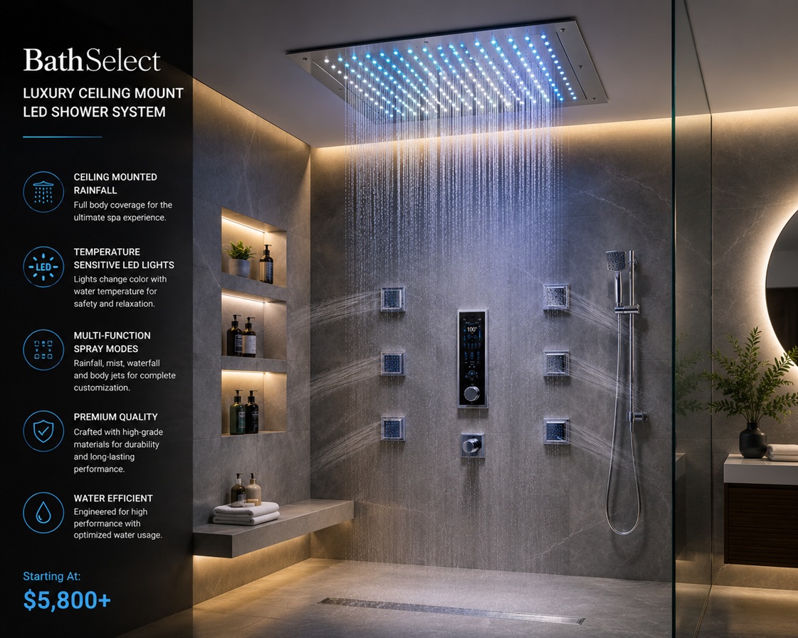 BathSelect Luxury Ceiling Mount LED Shower System