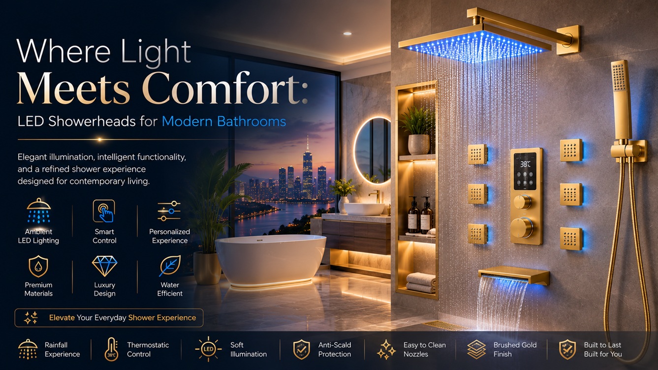 Brushed gold luxury shower system