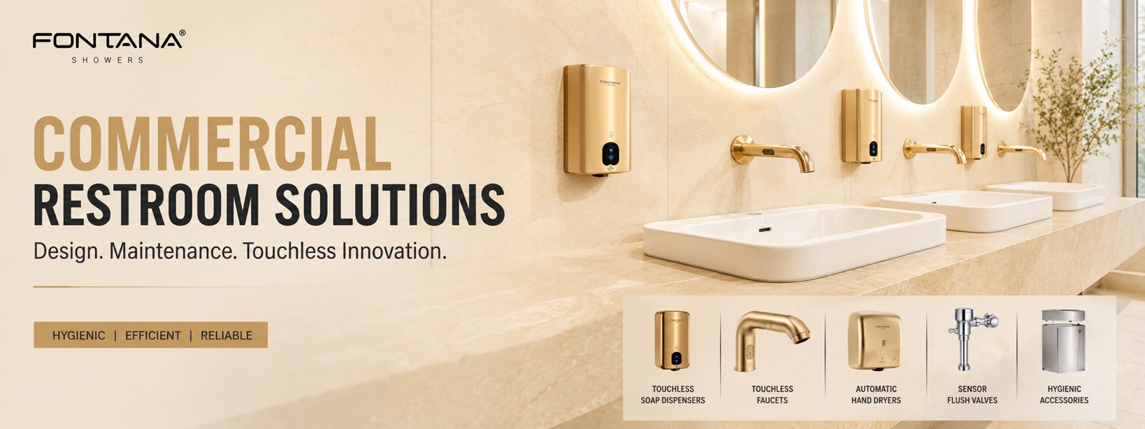 Commercial Restroom Design Maintenance Touchless Fixture Guides - Hygienic, Efficient, Reliable - Fontana Showers