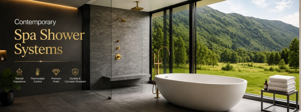 Contemporary spa shower system for couples