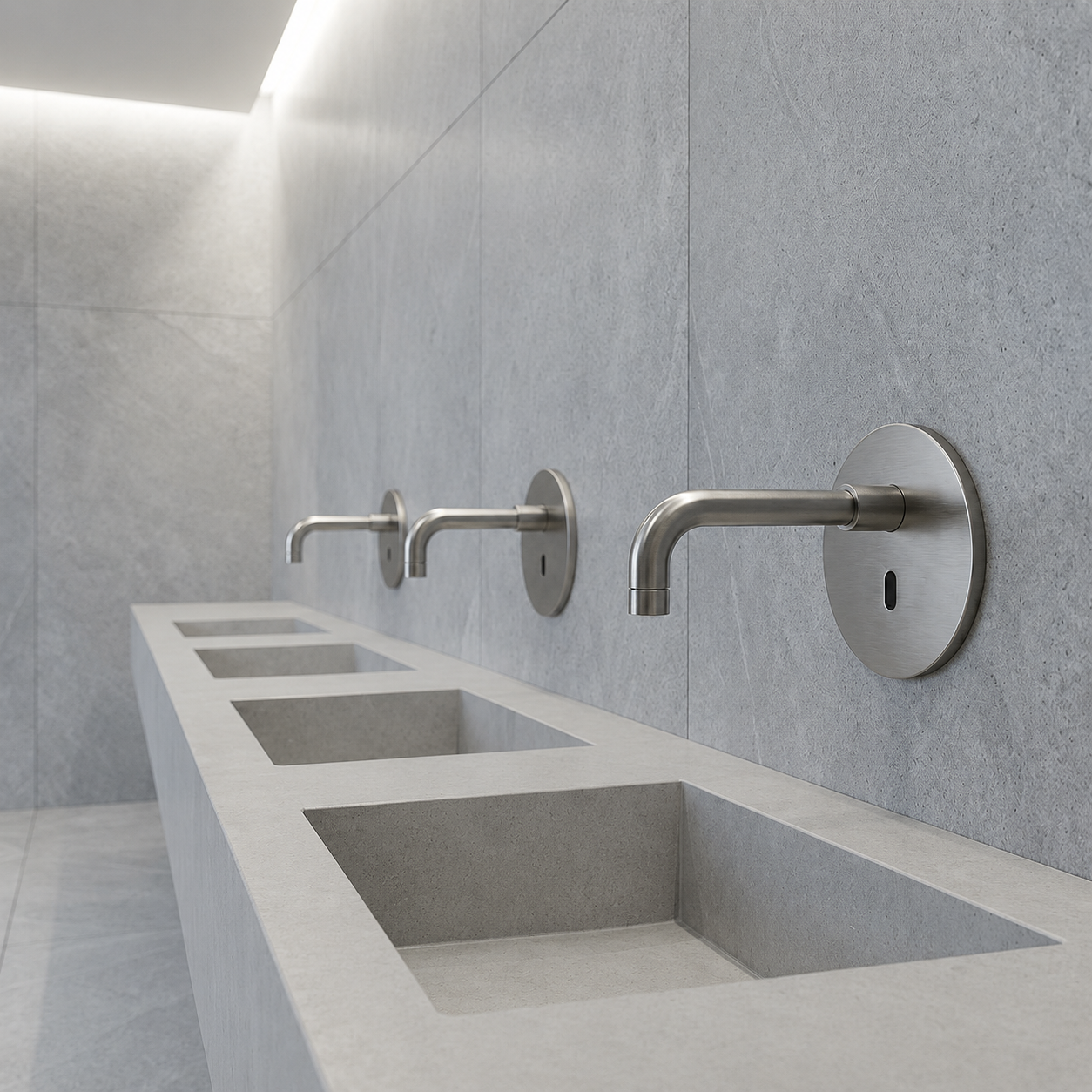 Commercial restroom plumbing system