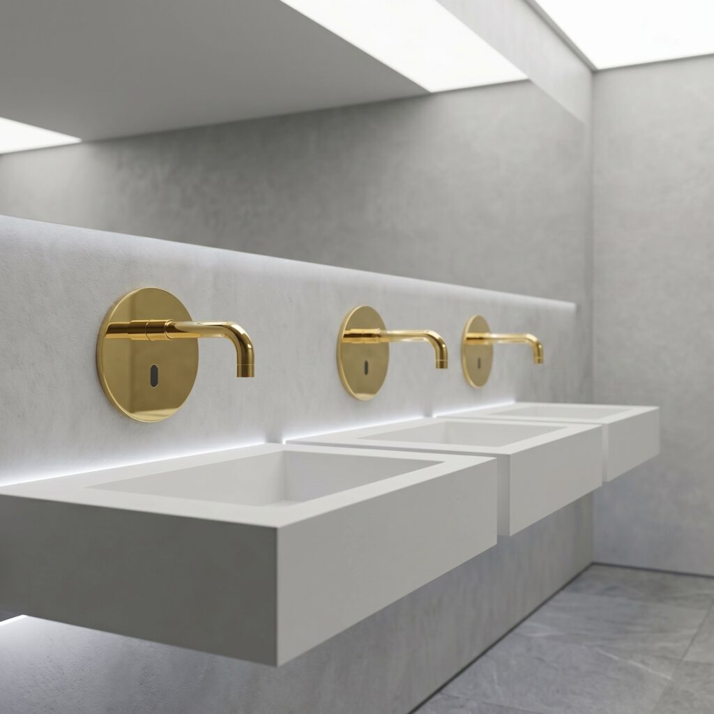 Fontana gold automatic soap dispenser for hospitality restroom design