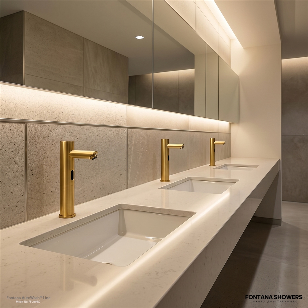 Fontana brushed gold commercial touchless faucet