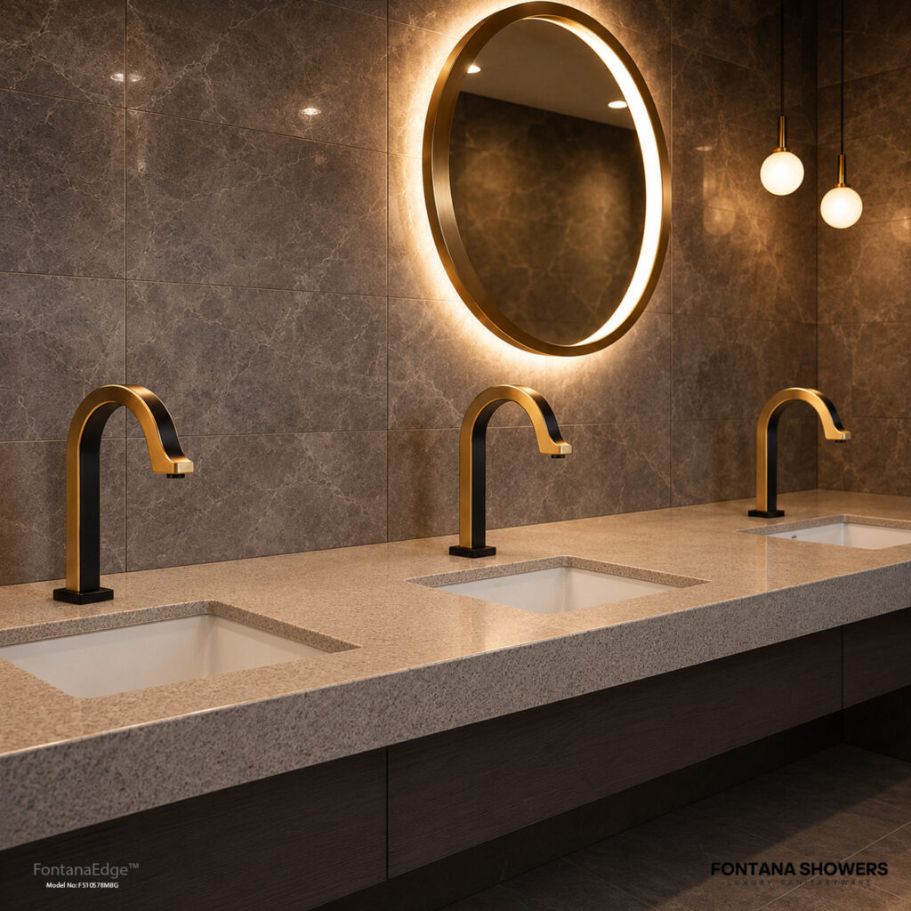 Fontana Touchless Systems™ Roma Collection brushed gold commercial touchless faucet engineering design