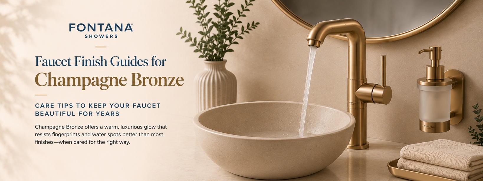 Faucet Finish Guides for Champagne Bronze Care - Care tips to keep your faucet beautiful for years - Fontana Showers