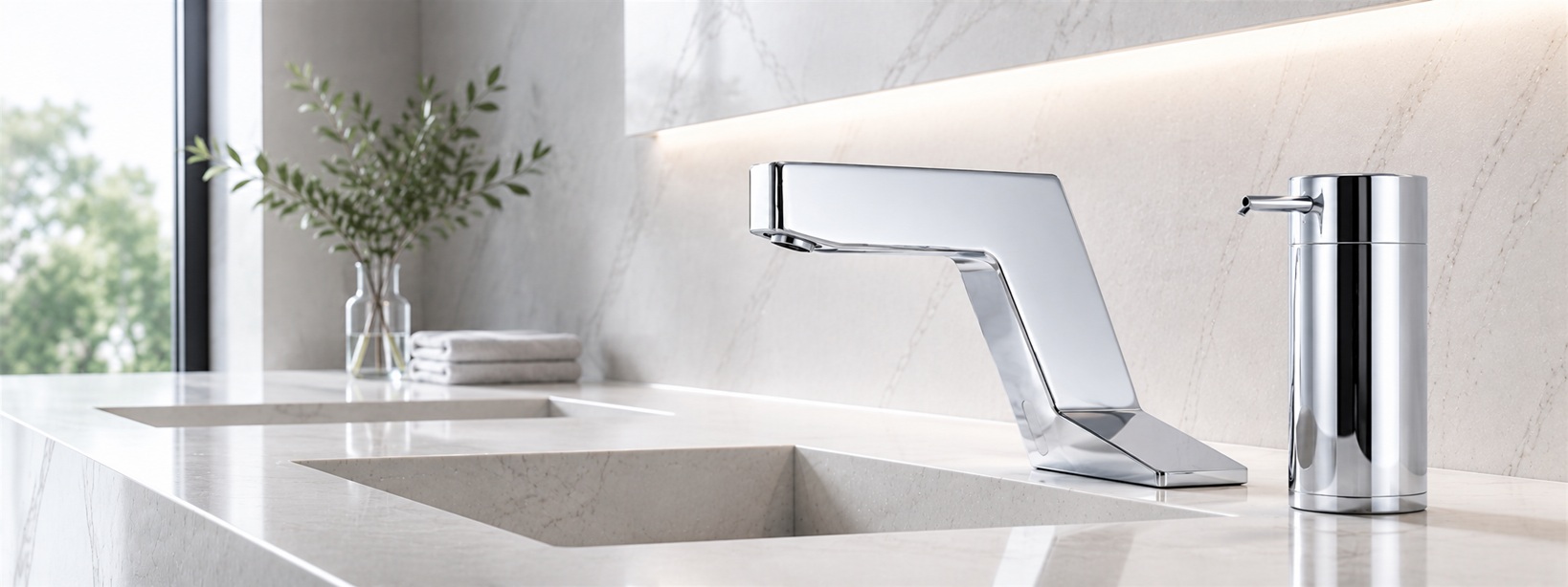 Fontana FS18556 Brushed Nickel Commercial Touchless Faucet and Automatic Soap Dispenser - Alternate View
